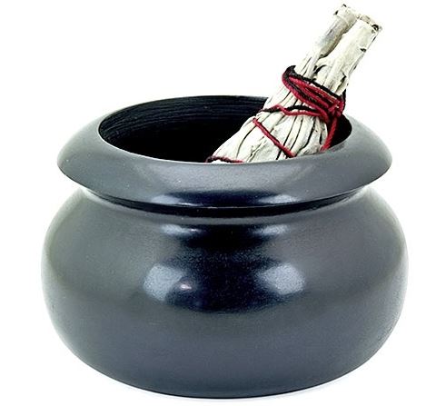 Black Stone Smudge Pot