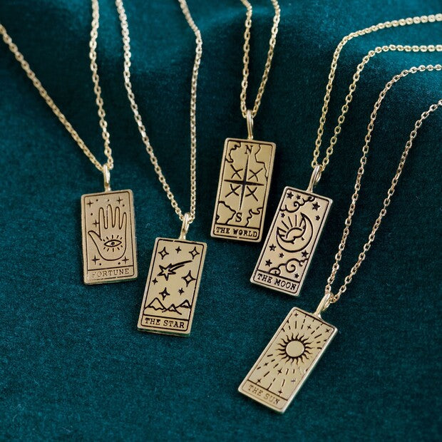 The Sun Tarot Card Pendant Necklace Gold