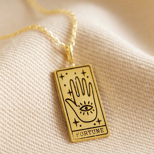 Fortune Tarot Card Pendant Necklace Gold
