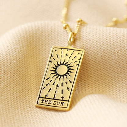 The Sun Tarot Card Pendant Necklace Gold
